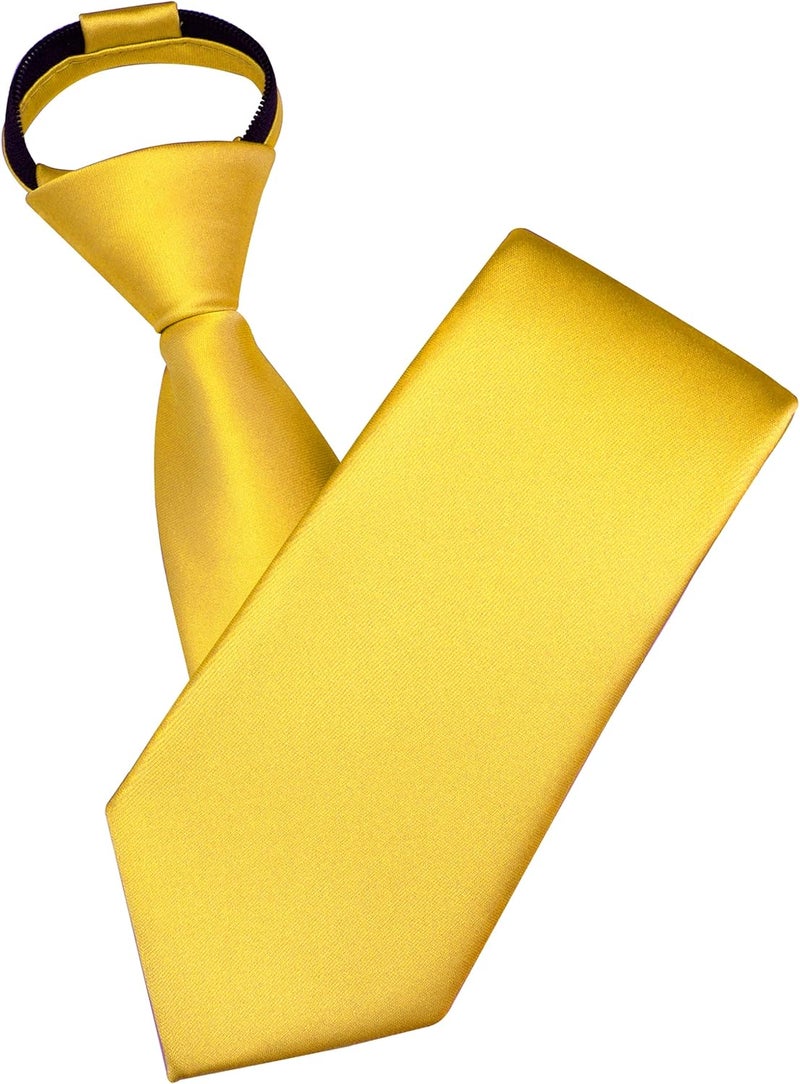 Branduce 3.15"（8cm） Mens Solid Satin Tie Pre-tied Adjustable Zipper Necktie for Business and Wedding - Image 1
